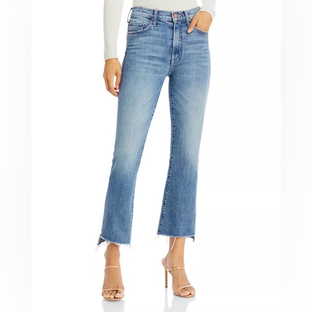 Mother light blue The Insider Crop Step Fray straight leg jeans Women’s sz 25